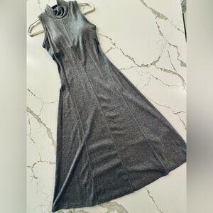 OGL Mock Neck Midi Tank Brami Dress Heather Taupe Womens Size M Beige